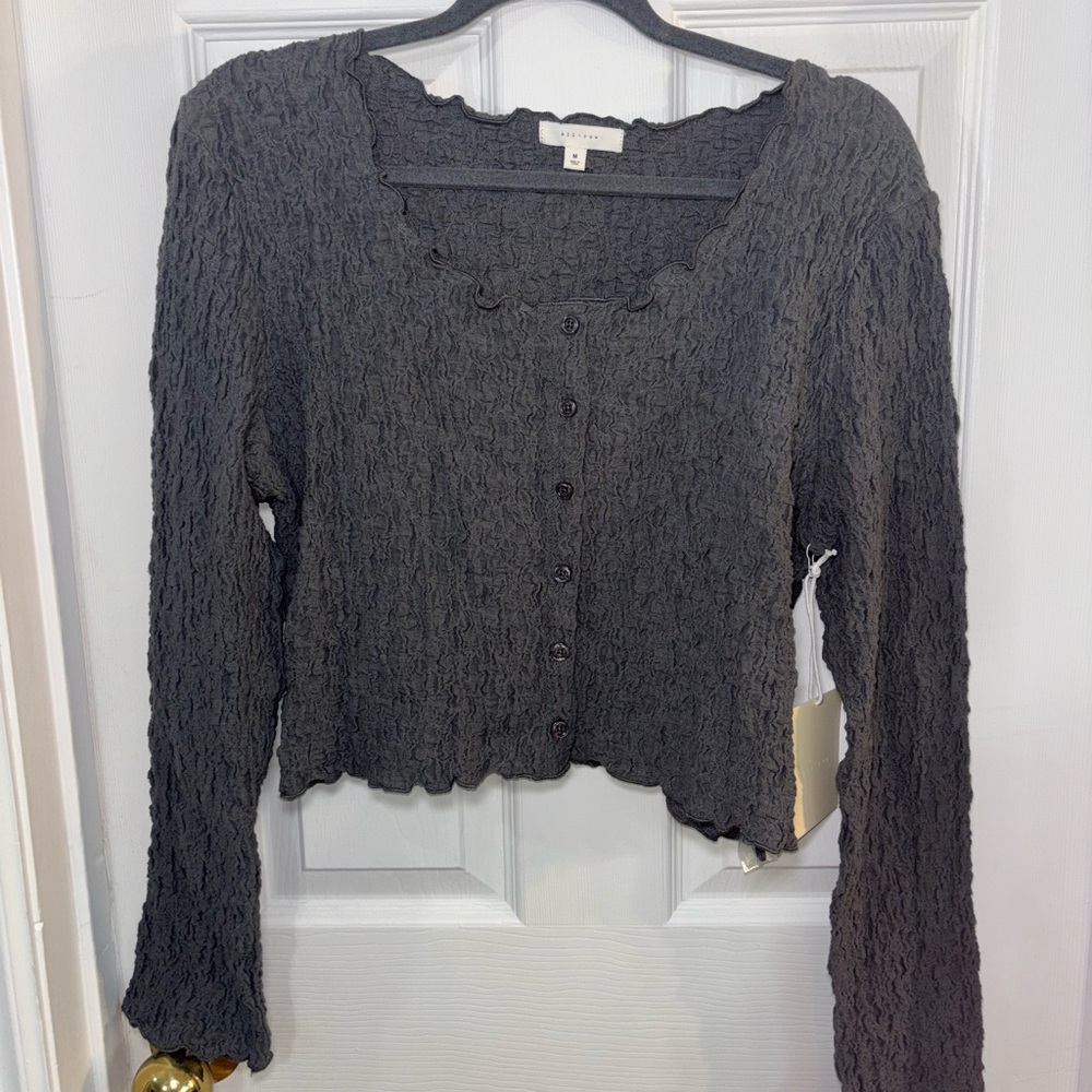 Gray Textured Women's Blouse NWT